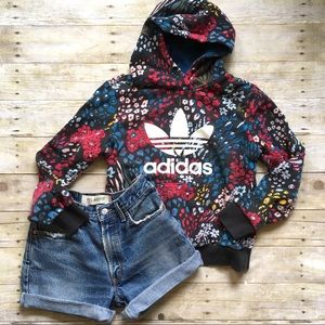 adidas trefoil floral hoodie